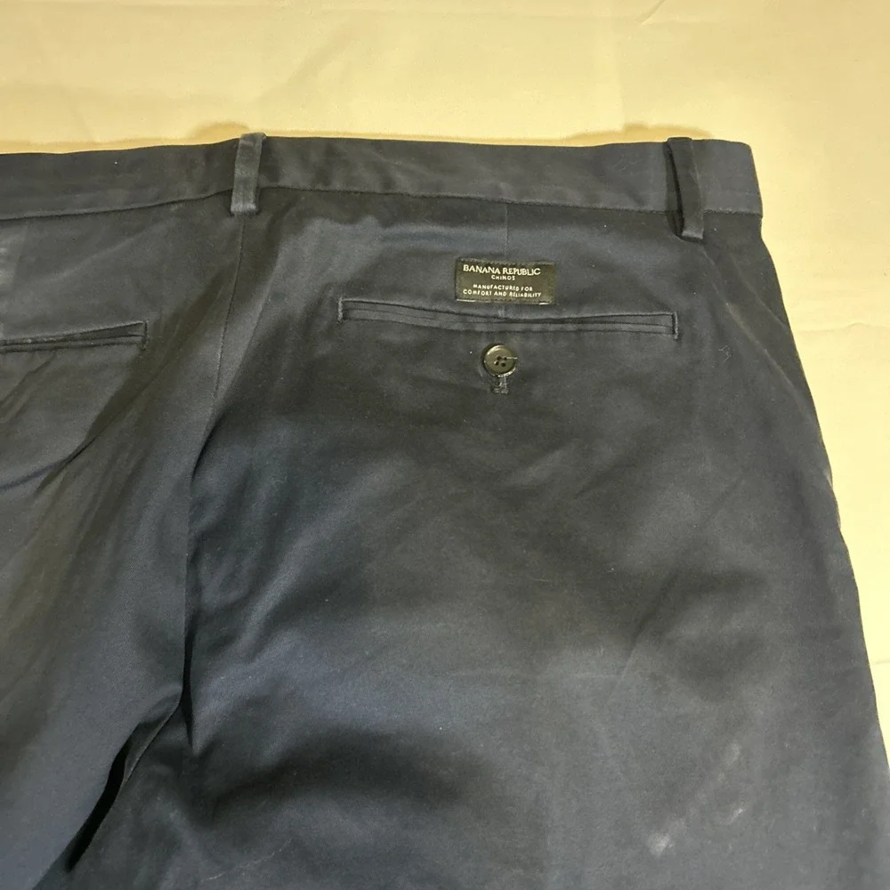 Banana Republic Emerson Stretch Chino Navy Blue Straight Fit Pants Men‎ 36x34